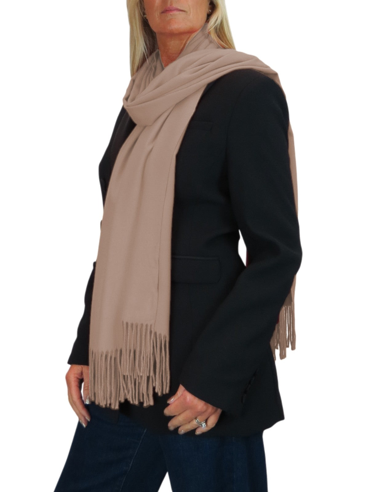 Wool Blend Pashmina Scarf Peach
