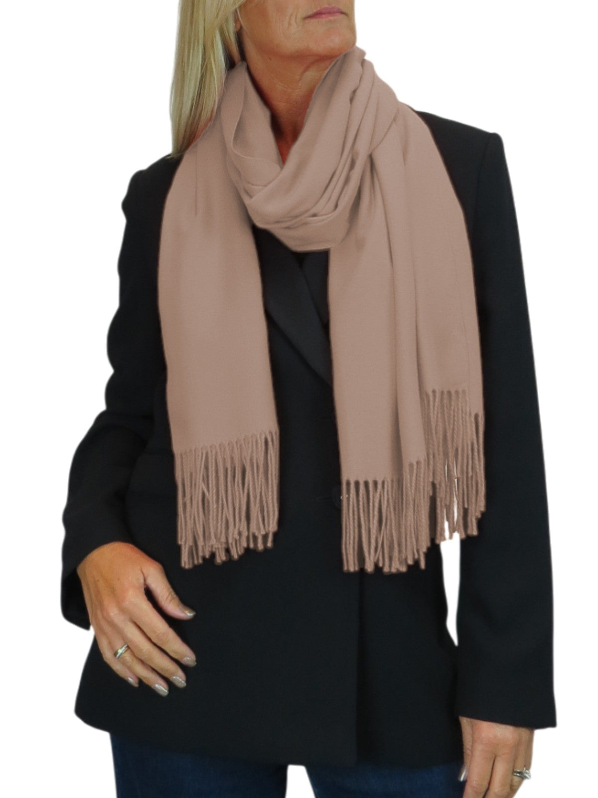 Wool Blend Pashmina Scarf Peach