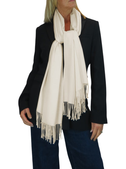 Wool Blend Pashmina Scarf Cream