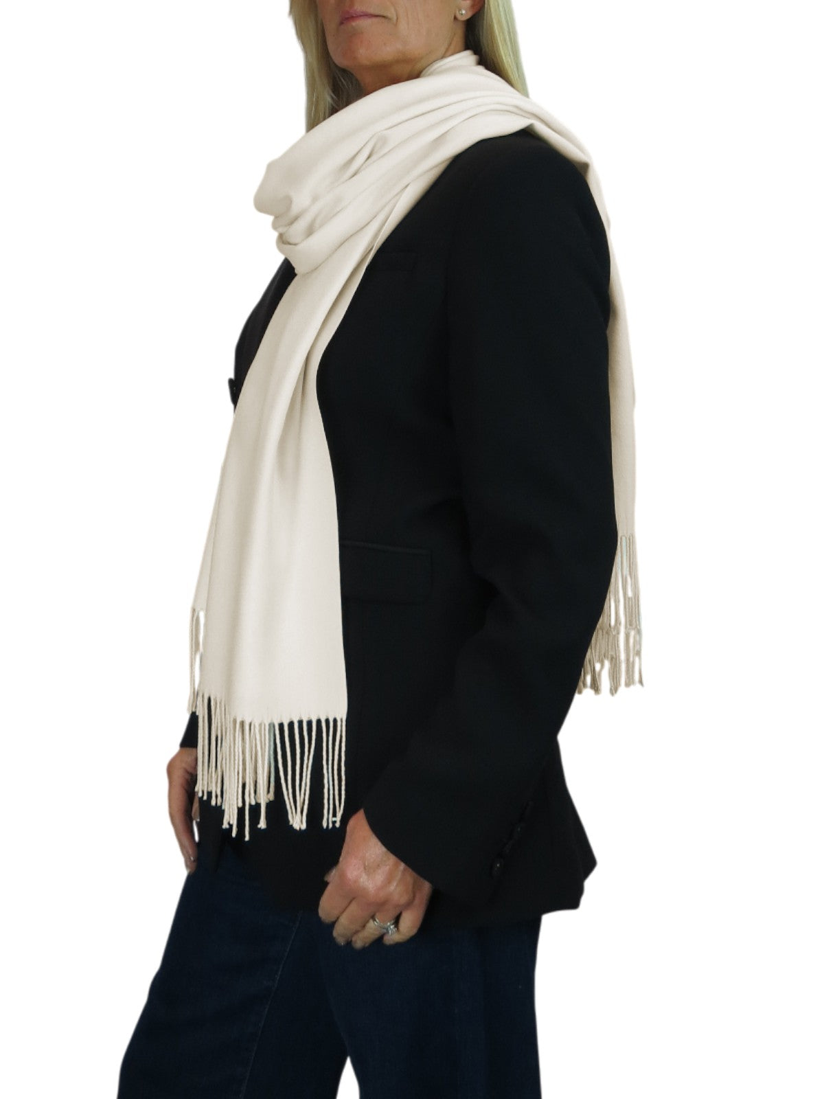 Wool Blend Pashmina Scarf Cream