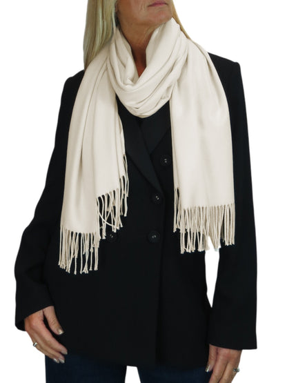Wool Blend Pashmina Scarf Cream