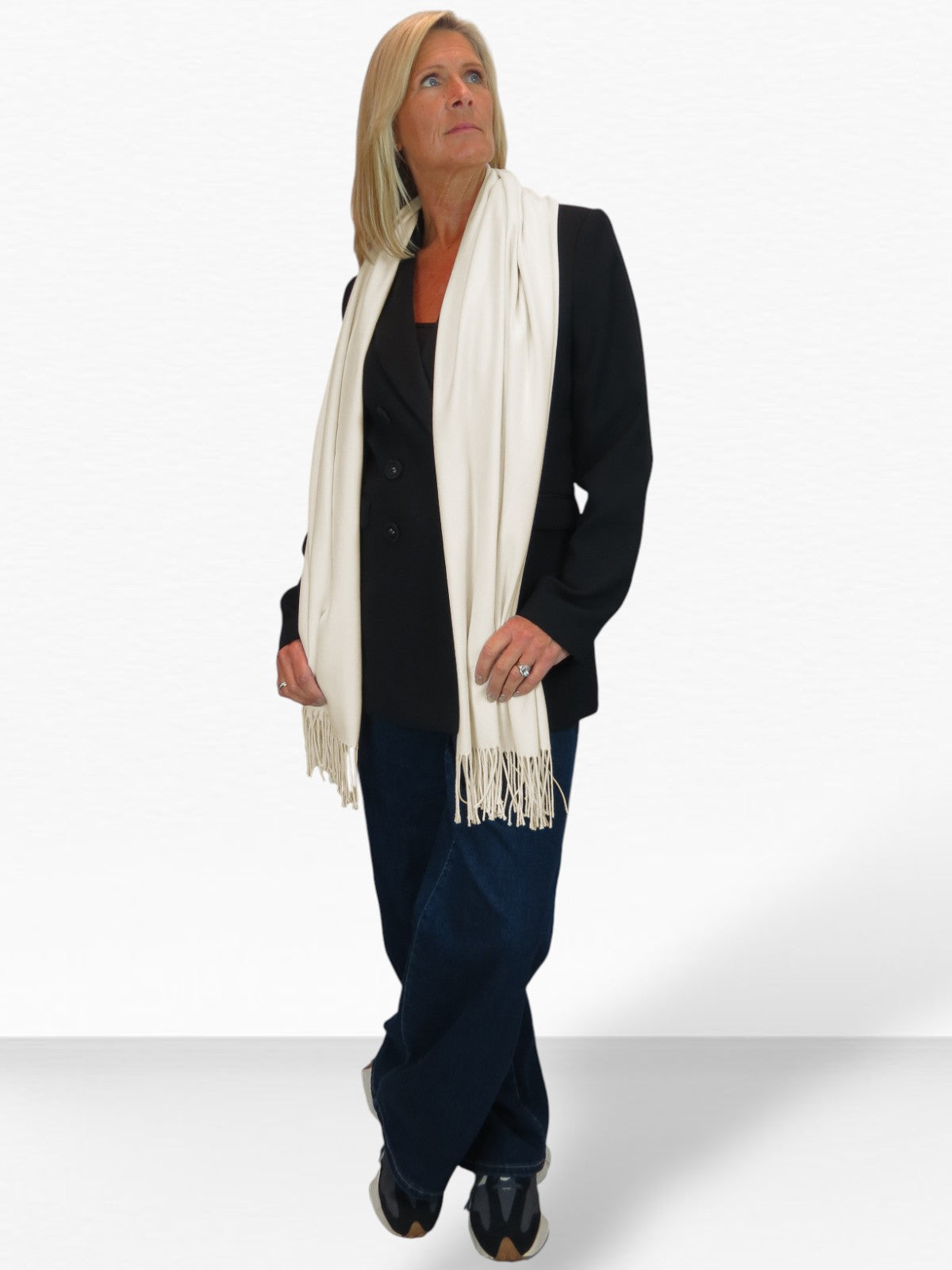 Wool Blend Pashmina Scarf Cream