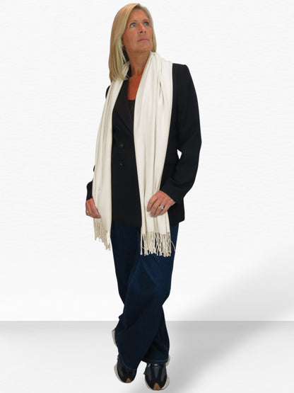 Wool Blend Pashmina Scarf Cream
