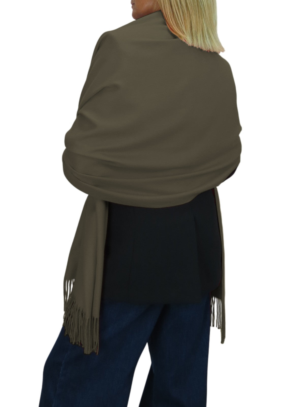 Wool Blend Pashmina Scarf Khaki Green