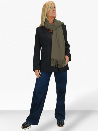 Wool Blend Pashmina Scarf Khaki Green