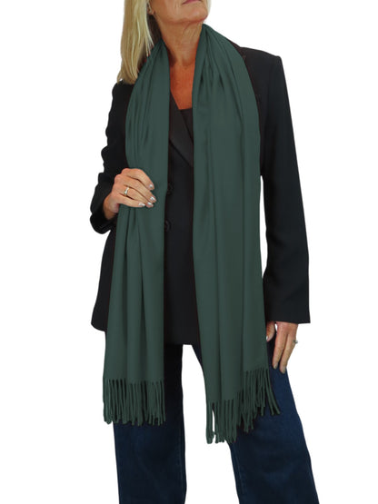 Wool Blend Pashmina Scarf Forest Green