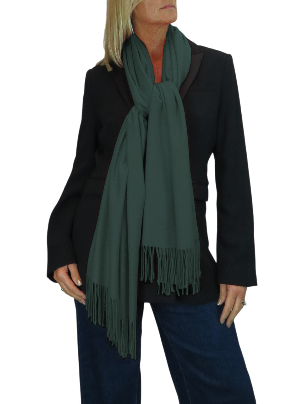 Wool Blend Pashmina Scarf Forest Green