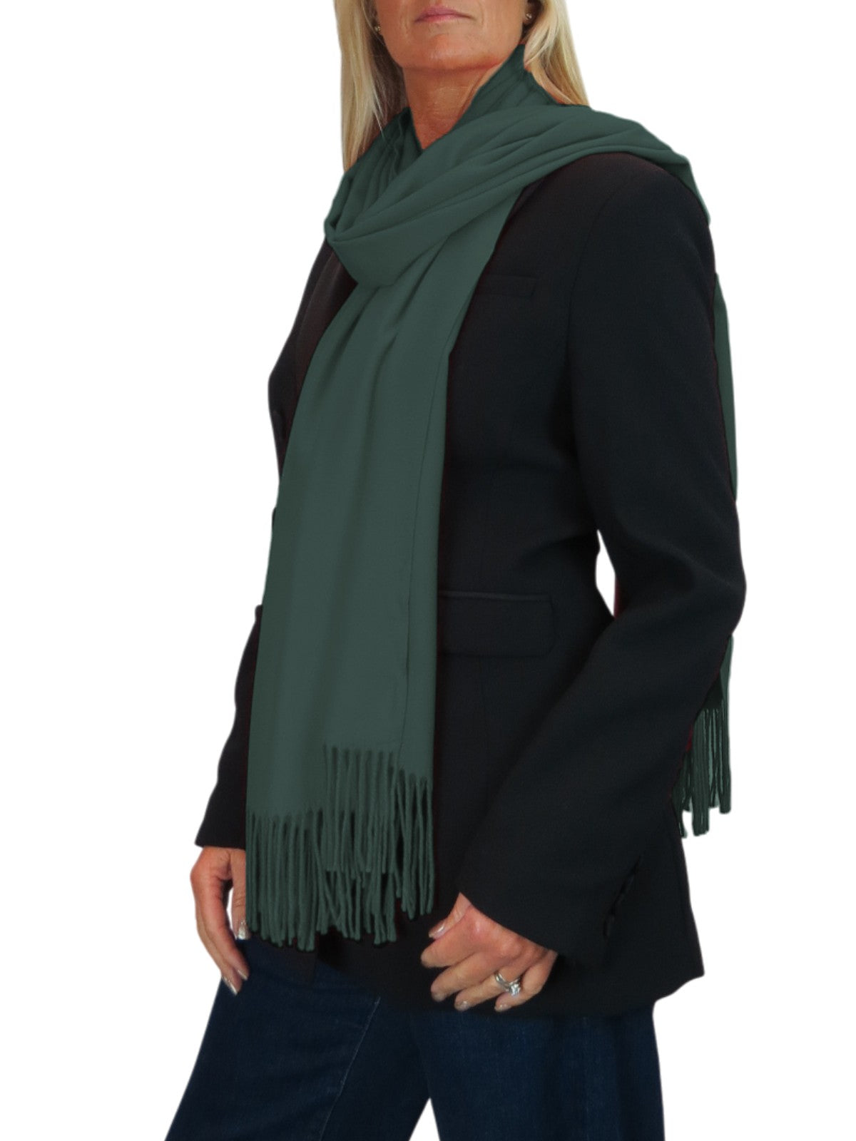 Wool Blend Pashmina Scarf Forest Green