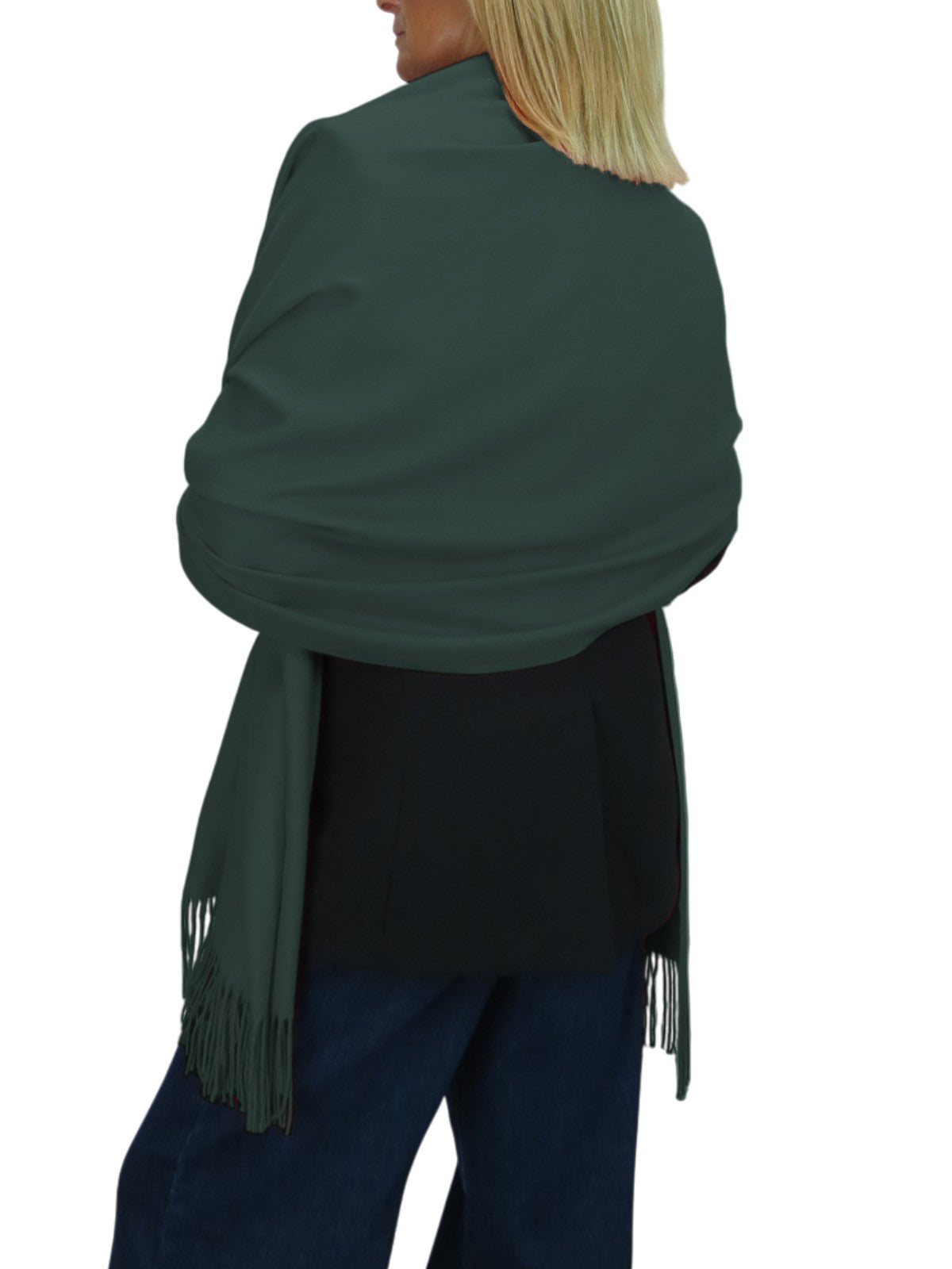 Wool Blend Pashmina Scarf Forest Green