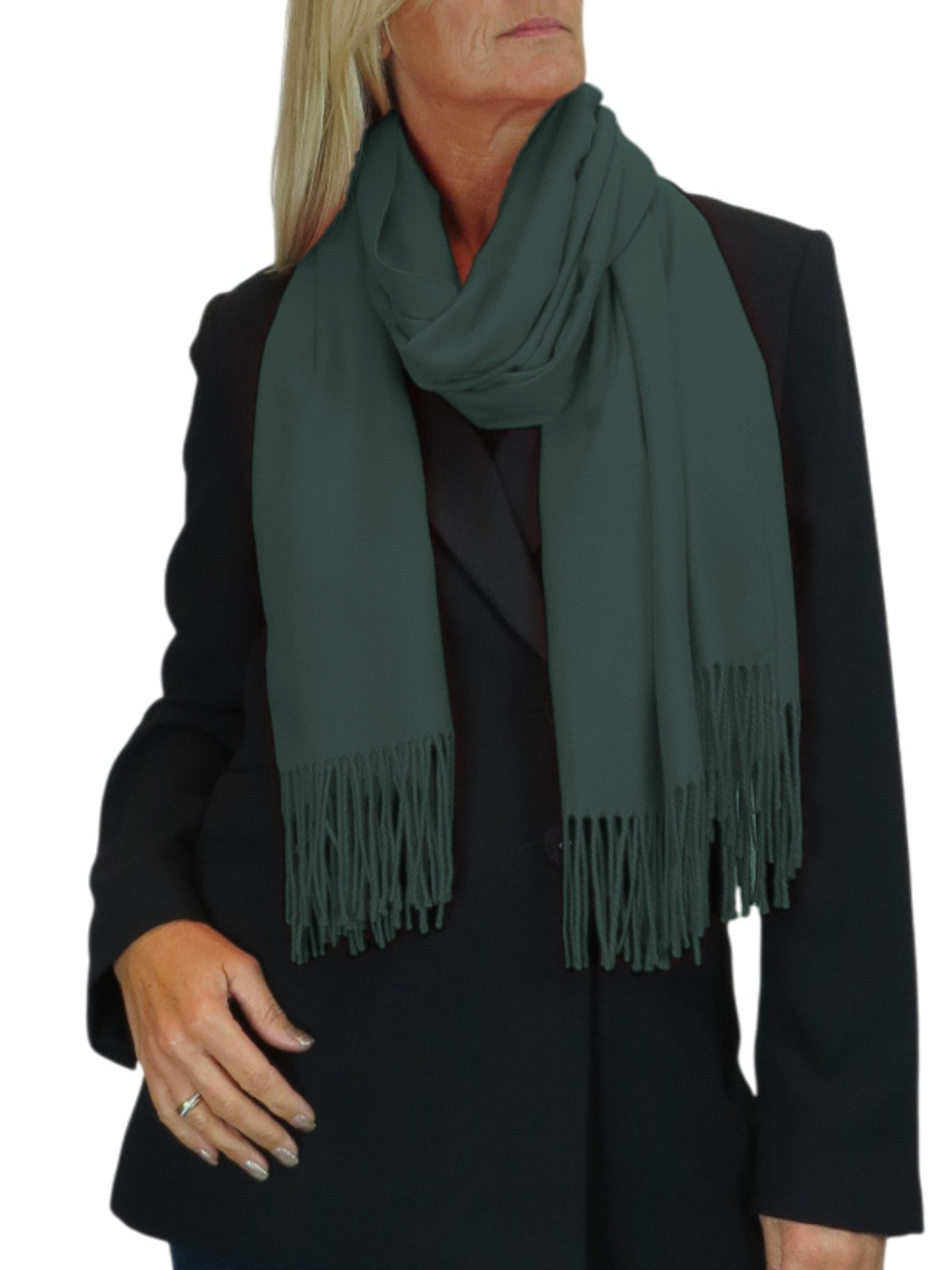 Wool Blend Pashmina Scarf Forest Green
