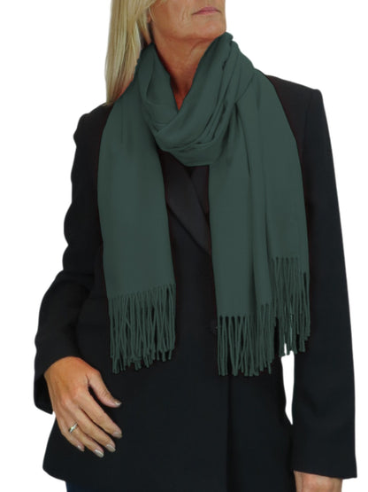 Wool Blend Pashmina Scarf Forest Green