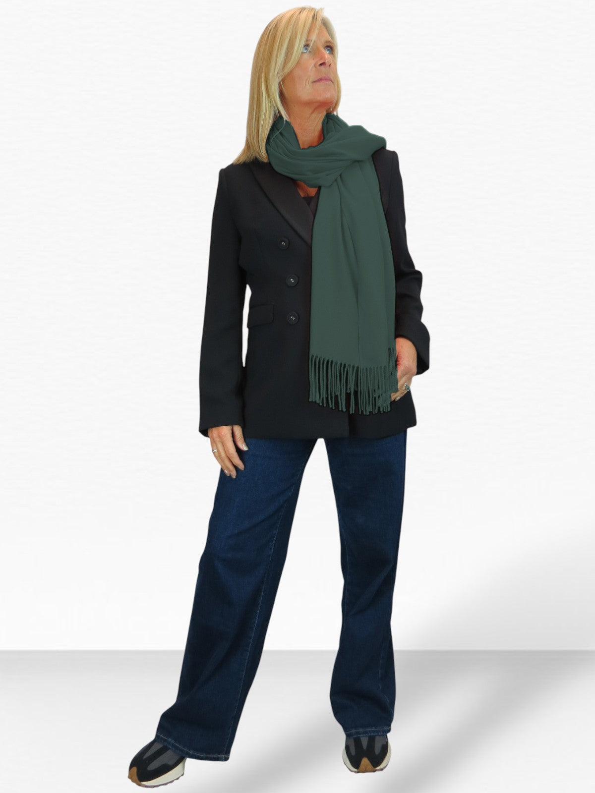 Wool Blend Pashmina Scarf Forest Green