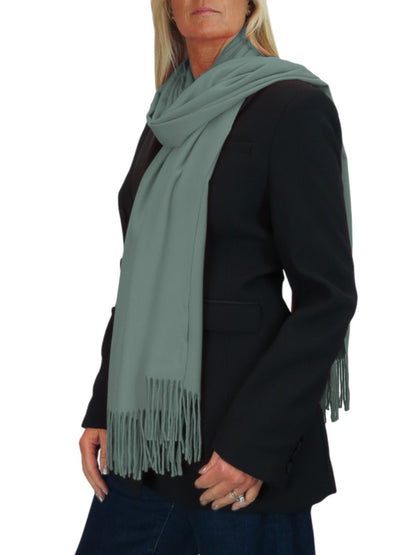 Wool Blend Pashmina Scarf Teal Green