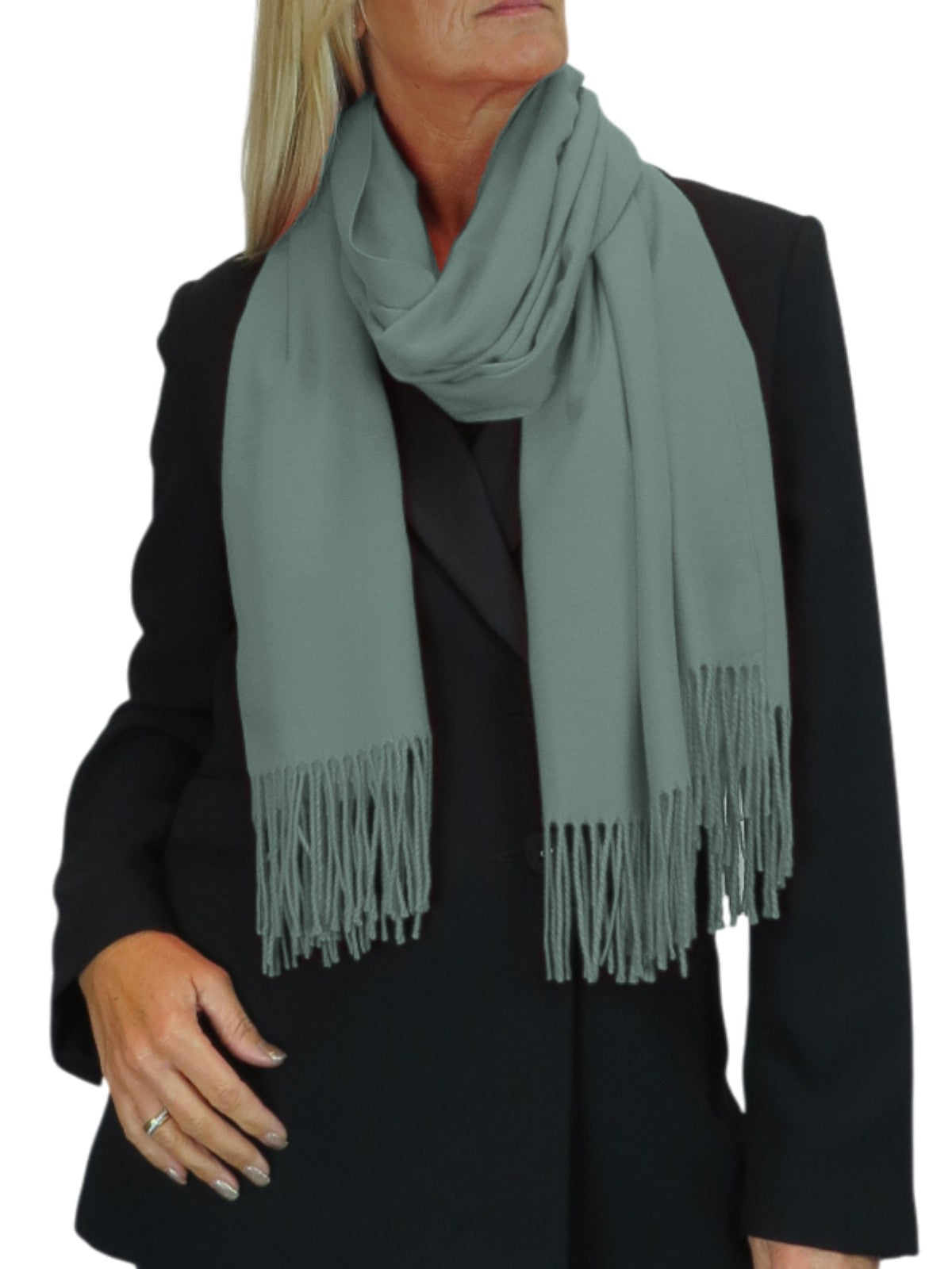 Wool Blend Pashmina Scarf Teal Green