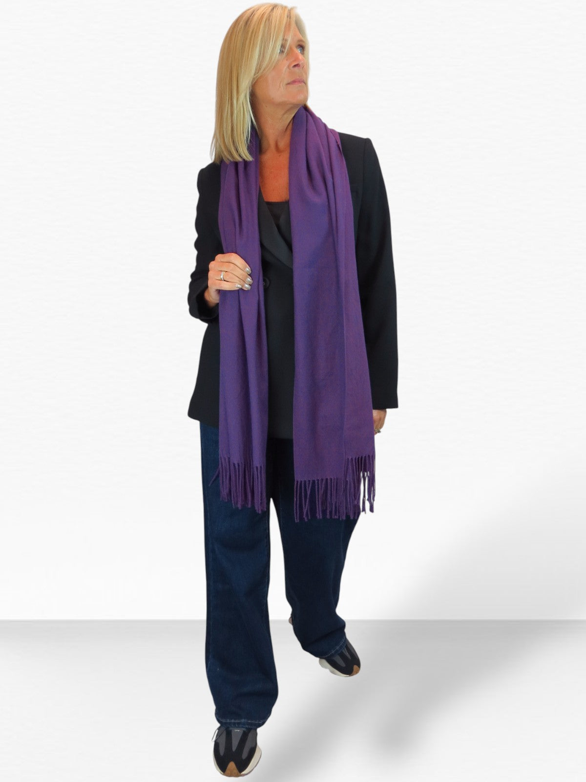 Wool Blend Pashmina Scarf Purple