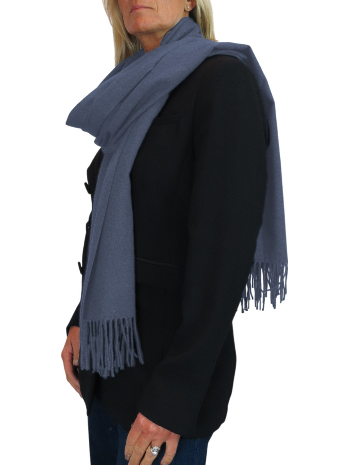 Wool Blend Pashmina Scarf Denim Blue
