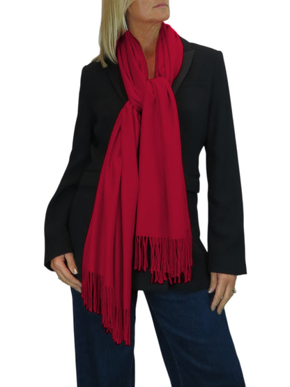 Wool Blend Pashmina Scarf Dark Red