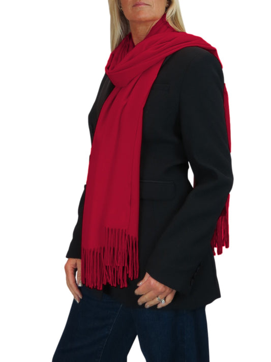 Wool Blend Pashmina Scarf Dark Red