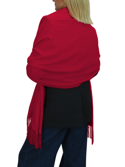 Wool Blend Pashmina Scarf Dark Red
