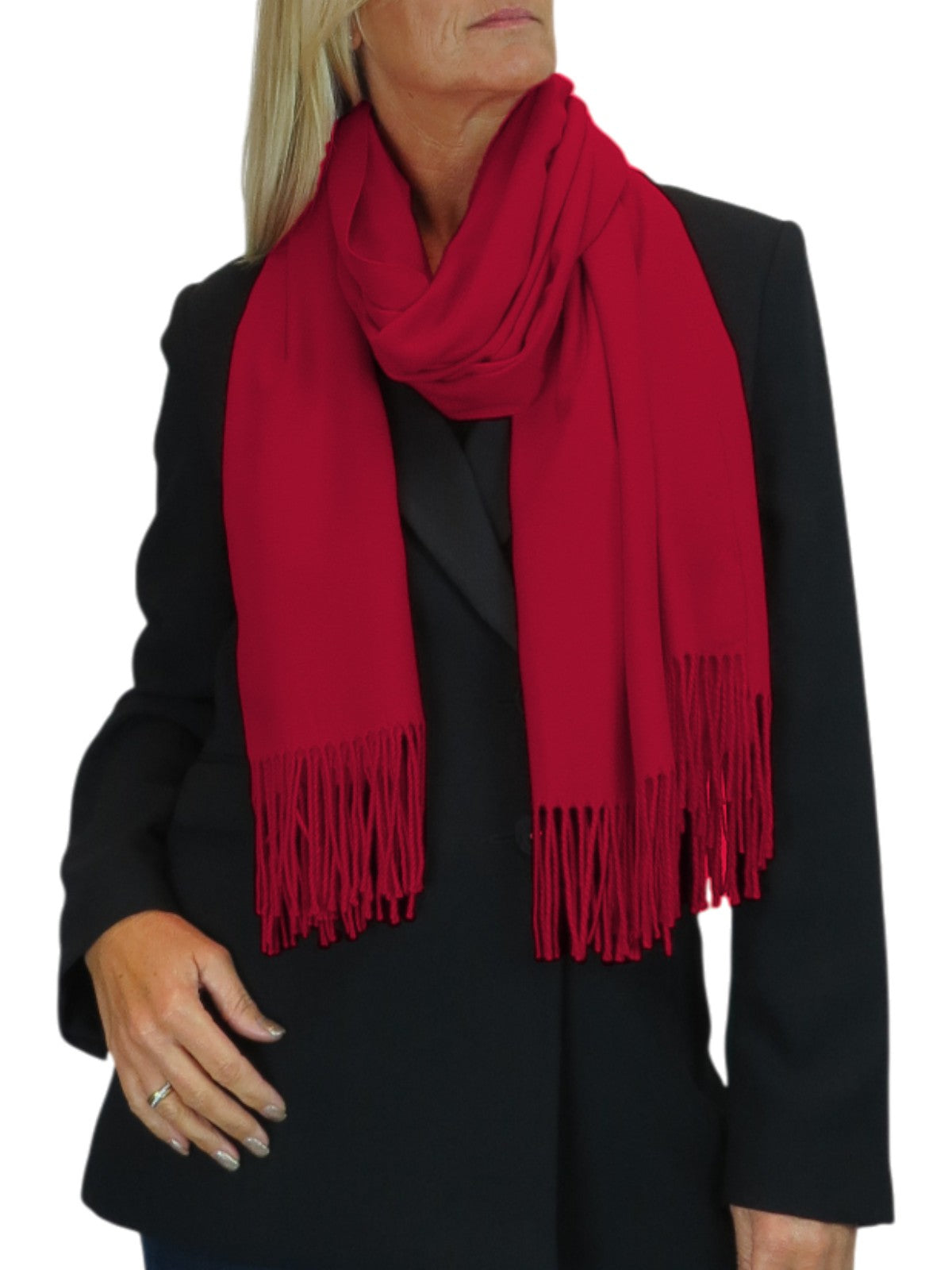 Wool Blend Pashmina Scarf Dark Red