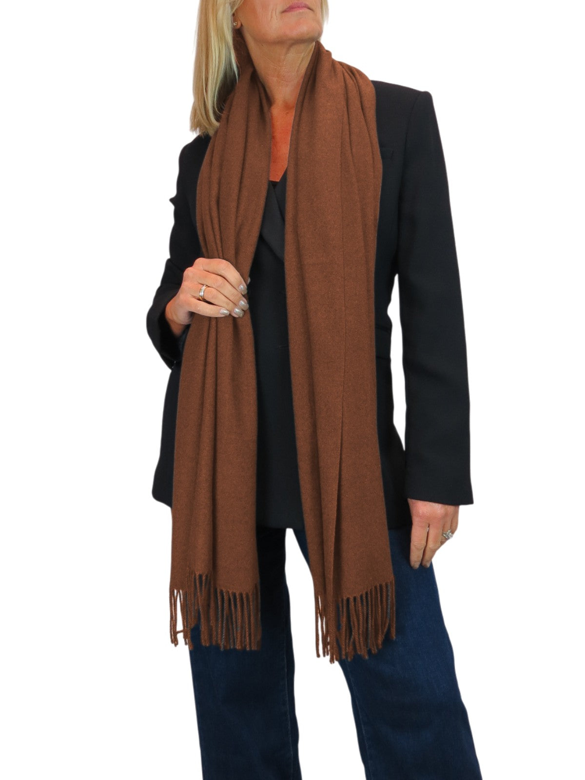 Wool Blend Pashmina Scarf Chocolate