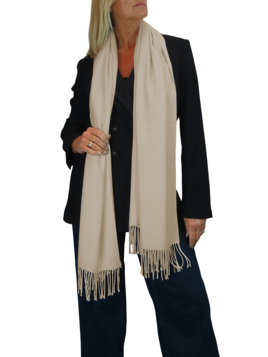 Wool Blend Pashmina Scarf Beige