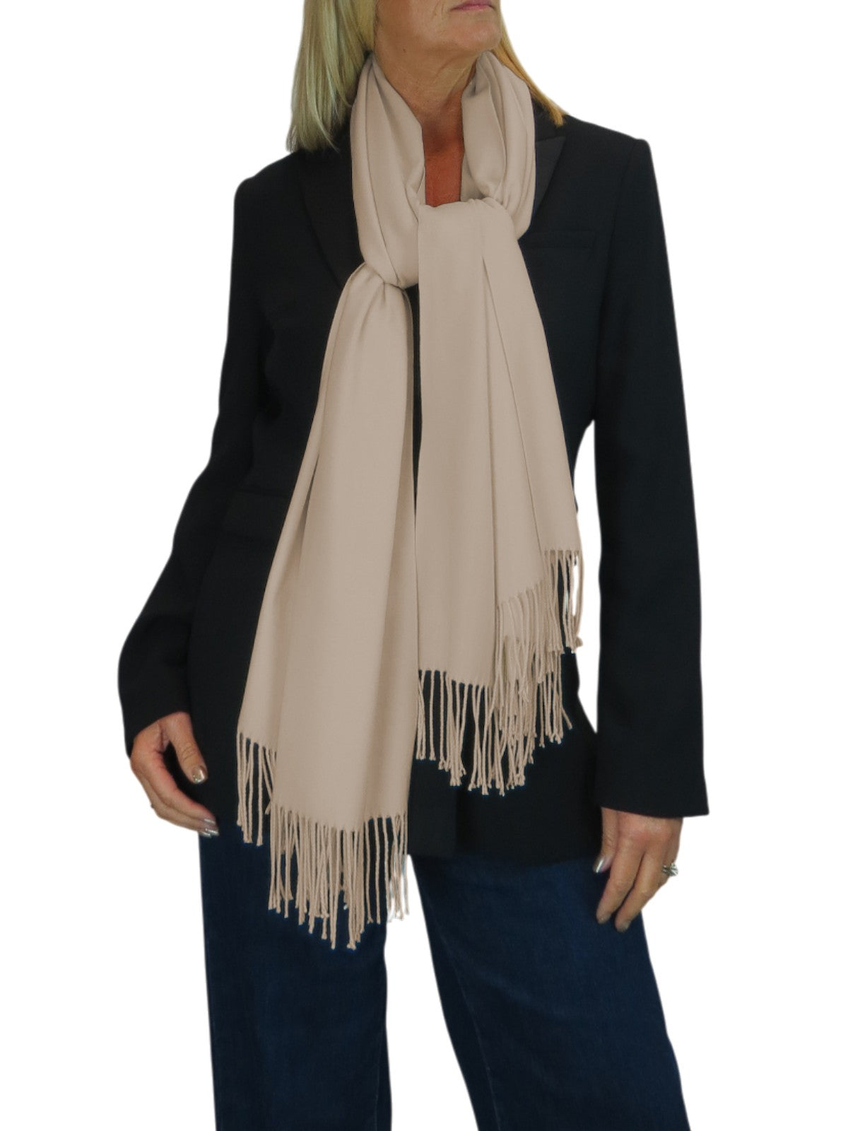 Wool Blend Pashmina Scarf Beige