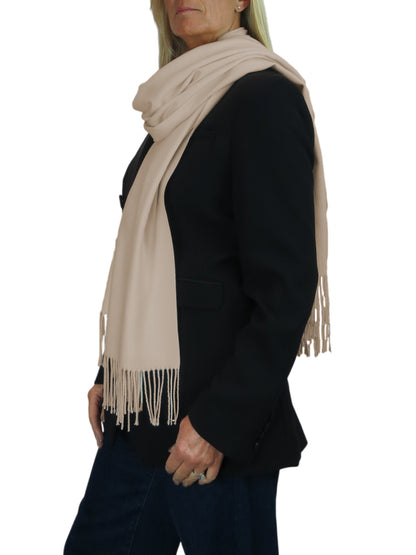 Wool Blend Pashmina Scarf Beige