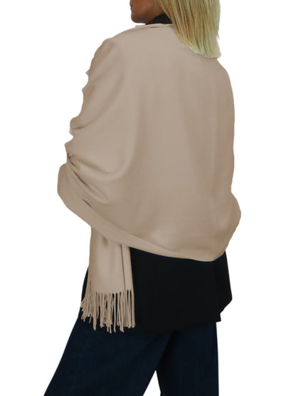 Wool Blend Pashmina Scarf Beige