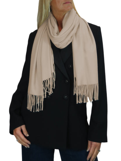 Wool Blend Pashmina Scarf Beige
