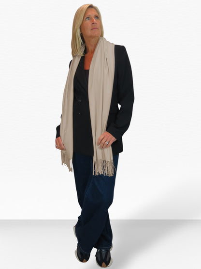 Wool Blend Pashmina Scarf Beige