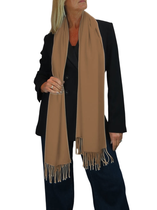 Wool Blend Pashmina Scarf Camel