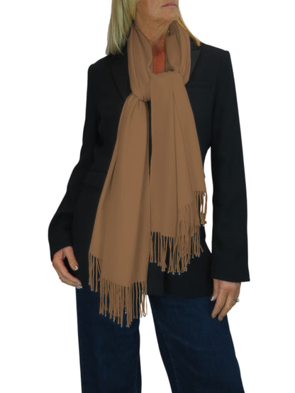 Wool Blend Pashmina Scarf Camel