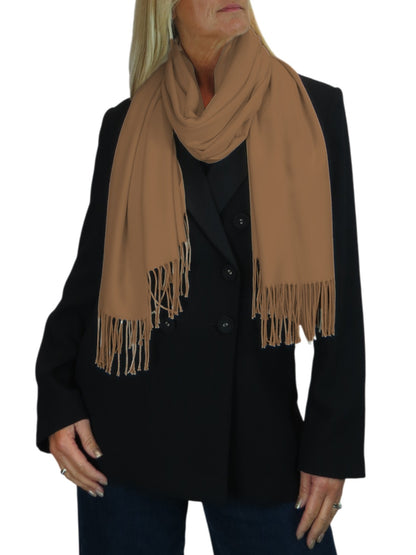 Wool Blend Pashmina Scarf Camel