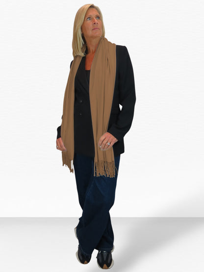 Wool Blend Pashmina Scarf Camel