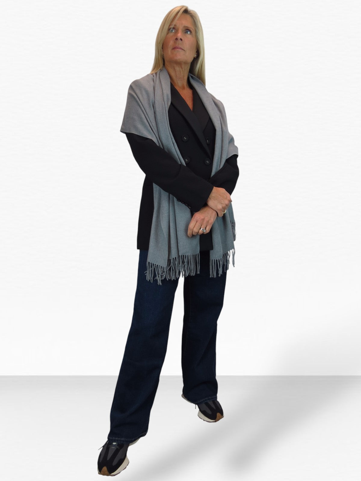 Wool Blend Pashmina Scarf Grey