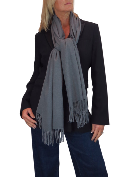 Wool Blend Pashmina Scarf Dark Grey