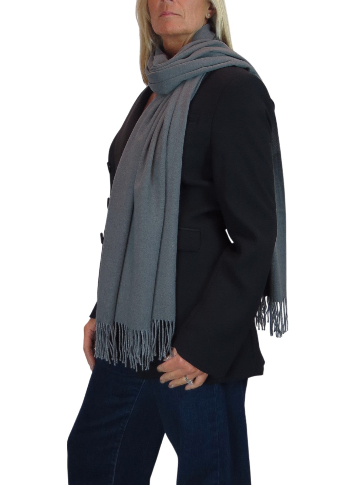 Wool Blend Pashmina Scarf Dark Grey