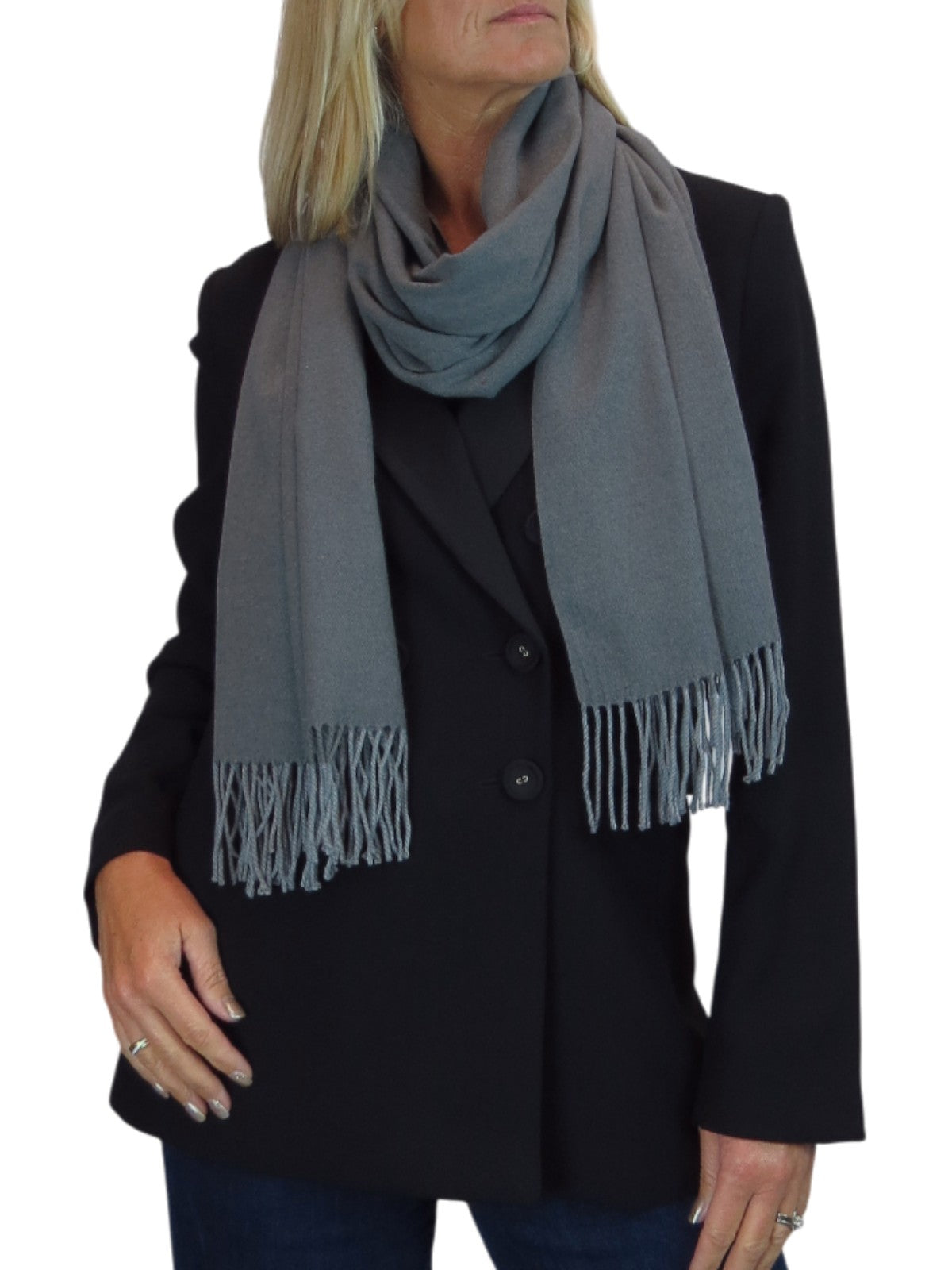 Wool Blend Pashmina Scarf Dark Grey