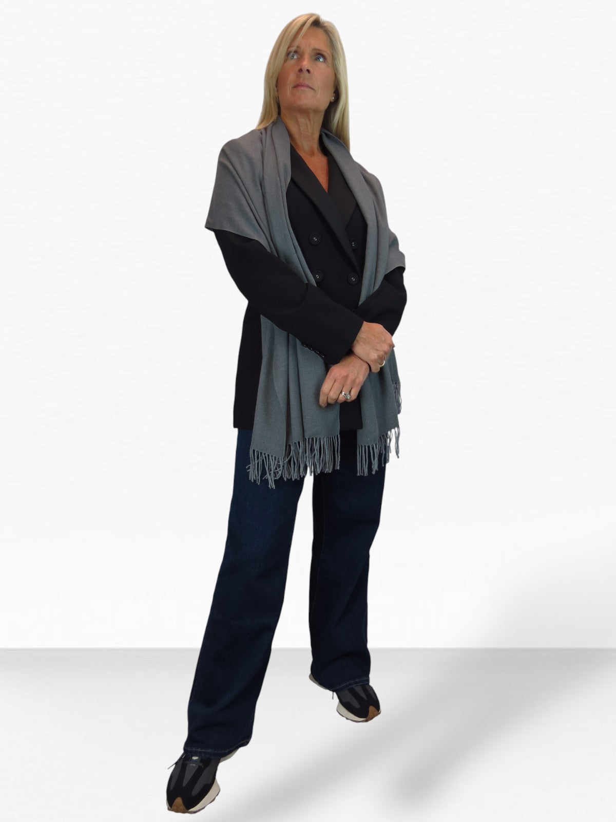 Wool Blend Pashmina Scarf Dark Grey