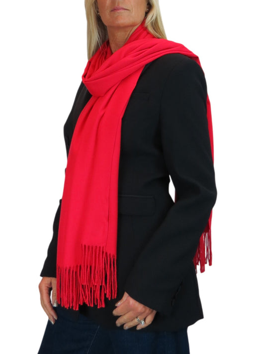 Wool Blend Pashmina Scarf Red