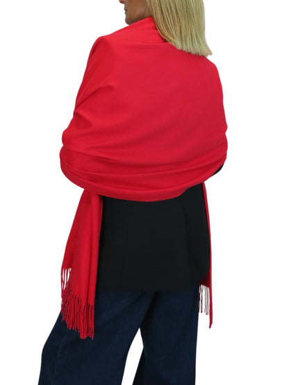 Wool Blend Pashmina Scarf Red