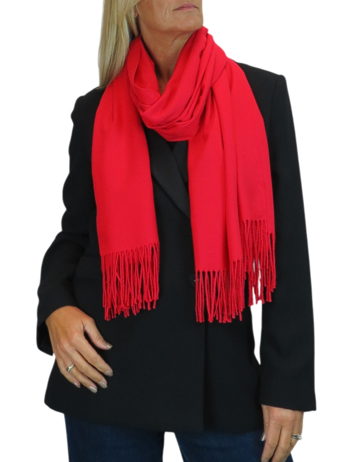 Wool Blend Pashmina Scarf Red