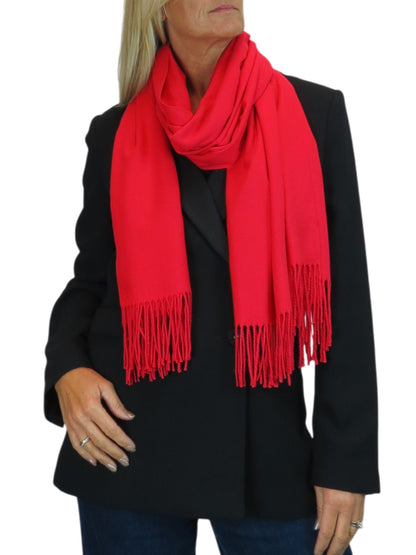 Wool Blend Pashmina Scarf Red