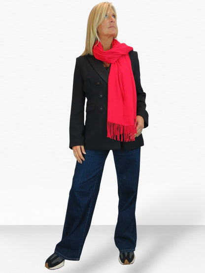 Wool Blend Pashmina Scarf Red