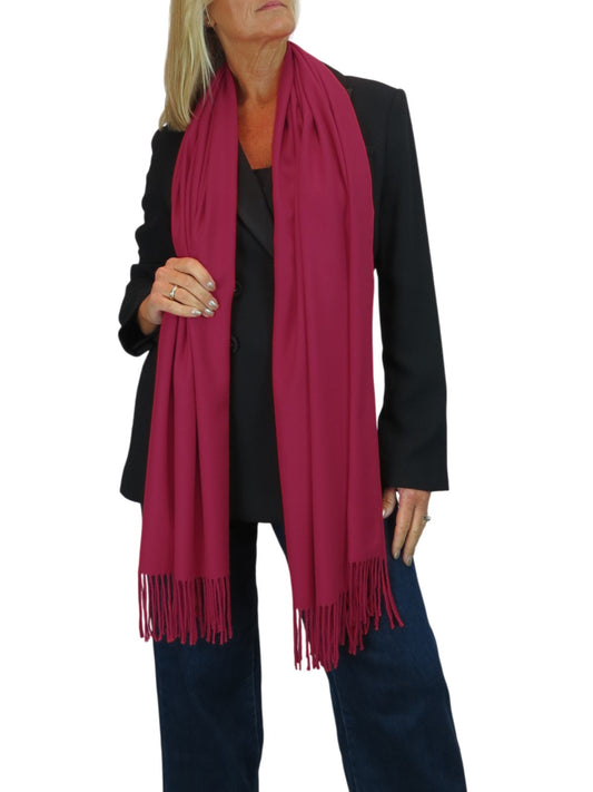 Wool Blend Pashmina Scarf Ruby Red