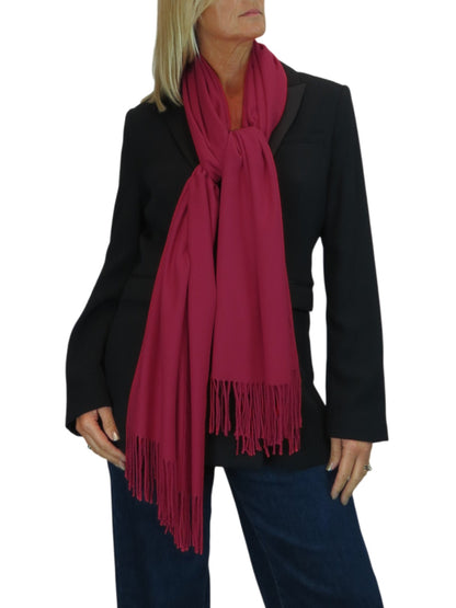 Wool Blend Pashmina Scarf Ruby Red