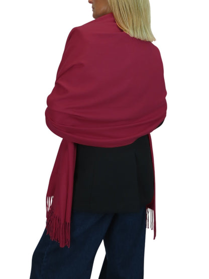 Wool Blend Pashmina Scarf Ruby Red