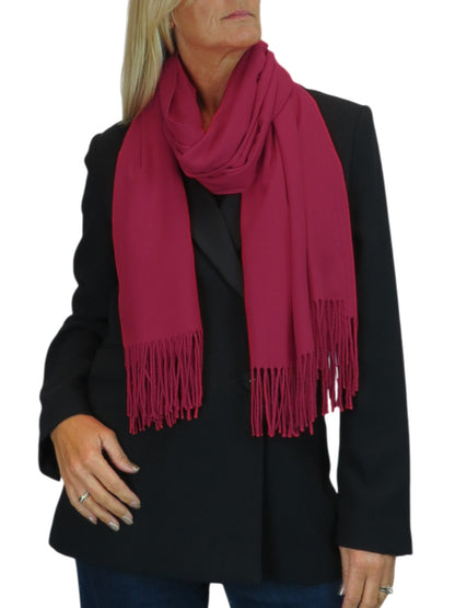 Wool Blend Pashmina Scarf Ruby Red