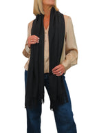 Cashmere Blend Pashmina Shawl Oversized Scarf Black